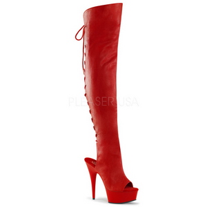 Rouge Similicuir 15 cm DELIGHT-3019 Cuissardes Bottes Plateforme