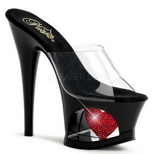 Rouge Transparent 18 cm Pleaser MOON-701HRS Plateforme Mules Hautes