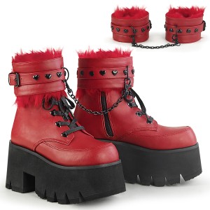 Rouge Vegan 9 cm ASHES-57 bottines  talons pais plateforme lolita