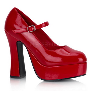 Rouge Verni 13 cm DOLLY-50 Mary Jane Escarpins Haut Talon