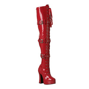 Rouge Verni 13 cm ELECTRA-3028 Bottes Cuissardes Talons Hauts