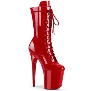 Rouge Verni 20 cm FLA-1050 talons trs hauts - bottines plateforme extrme