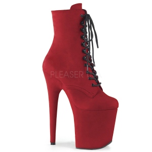 Rouge faux suede 20 cm FLAMINGO-1020FS bottines de pole dance