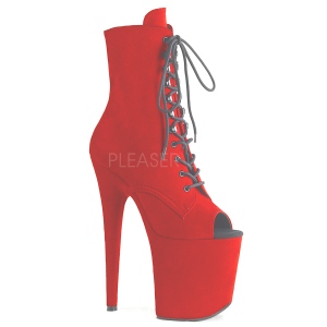 Rouge faux suede 20 cm FLAMINGO-1021FS bottines de pole dance