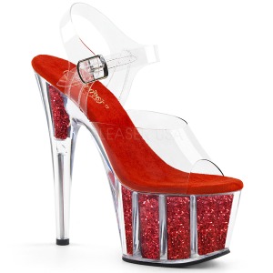 Rouge paillettes 18 cm Pleaser ADORE-708G chaussure à talons de pole dance