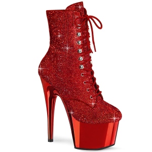 Rouge pierre strass 18 cm ADORE-1020CHRS bottines talons hauts pleaser