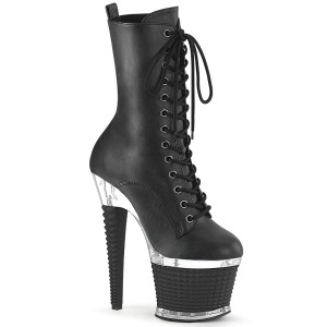 Similicuir 18 cm SPECTATOR-1040 bottines plateforme  lacets en noir