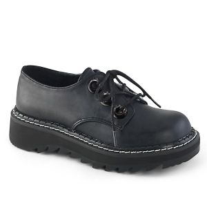 Similicuir 3 cm LILITH-99 chaussures punk noir avec lacets