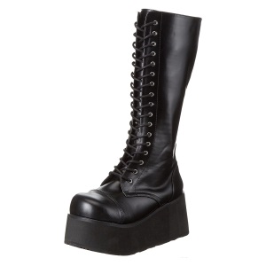 Similicuir 8,5 cm TRASHVILLE-502 Bottes punk noir avec lacets homme