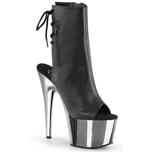 Similicuir Noir 18 cm Pleaser ADORE-1018 Chrome Plateforme Bottines