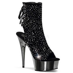 Strass 16 cm Pleaser DELIGHT-1018RS Chrome Plateforme Bottines