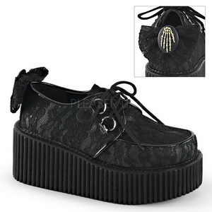 Tissu en dentelle CREEPER-212 Chaussures Creepers Femmes Plateforme