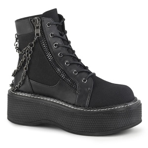Toile 5 cm EMILY-114 bottes demonia plateforme