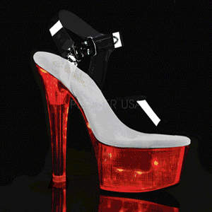 Transparent 15 cm FLASH-608CH sandales poledance plateforme lumineuses LED