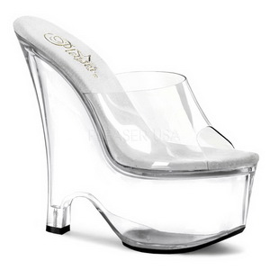 Transparent 16,5 cm Pleaser BEAU-601 Mules Talons Compenses