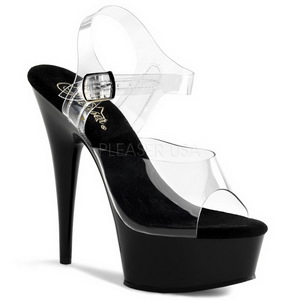 Transparent Noir 15 cm Pleaser DELIGHT-608 Talons Aiguilles Plateforme