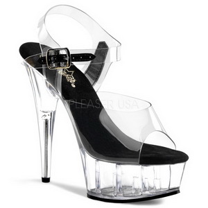 Transparent Noir 15 cm Pleaser DELIGHT-608 Talons Aiguilles Plateforme