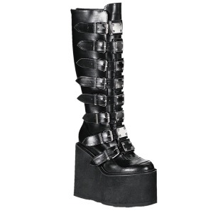 Vegan 14 cm SWING-815 plateforme bottes alternative  boucles noires