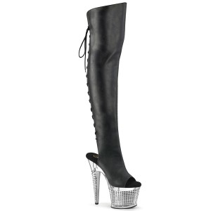 Vegan 18 cm SPECTATOR-3019-2 Noires bottes overknee femme