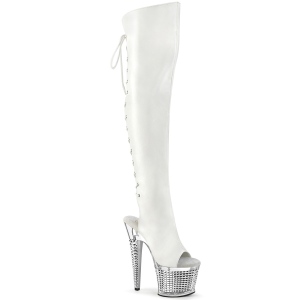 Vegan 18 cm SPECTATOR-3019 bottes overknee femme blanc