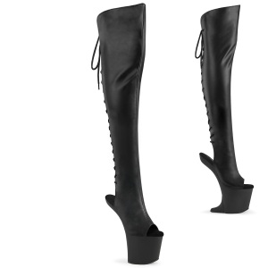 Vegan 20 cm CRAZE-3019 Heelless overknee bottes pony talons noires