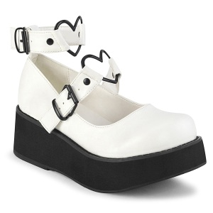 Vegan 6 cm DEMONIA SPRITE-02 escarpins mary jane blanc