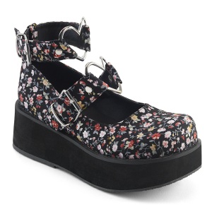 Vegan 6 cm DEMONIA SPRITE-02 escarpins mary jane en toile