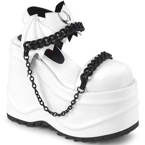 Vegan Blanc 15 cm Demonia WAVE-20 lolita sandale talon compens plateforme