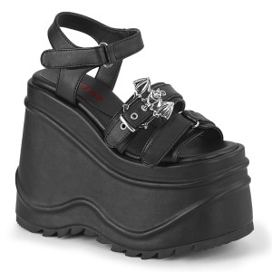 Vegan Noir 15 cm Demonia WAVE-13 lolita sandale talon compens plateforme