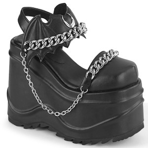 Vegan Noir 15 cm Demonia WAVE-20 lolita sandale talon compens plateforme