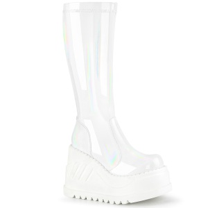 Vegan blanc 12 cm STOMP-200 bottes compenses plateforme cyberpunk