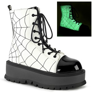 Vegan blanc 5 cm SLACKER-88 bottines demonia plateforme