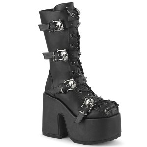 Vegan noires 13 cm CAMEL-115 bottes plateforme chunky talons pais