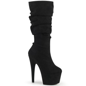 Vegan suede 18 cm ADORE-1061 bottes plateforme de pole dance en noir