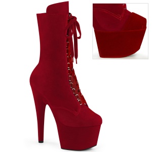 Velours 18 cm ADORE-1045VEL bottines  talons aiguilles rouge + protection