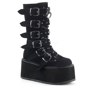 Velours 9 cm DAMNED-225 plateformes bottes  boucles pour femmes