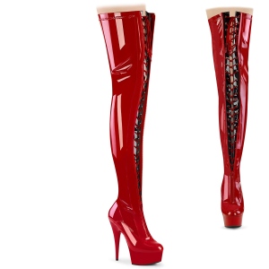 Verni 15 cm DELIGHT-3027 bottes cuissardes  lacets rouge