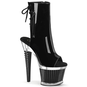 Verni 18 cm SPECTATOR-1018 bottines plate-forme et bout ouvert noir