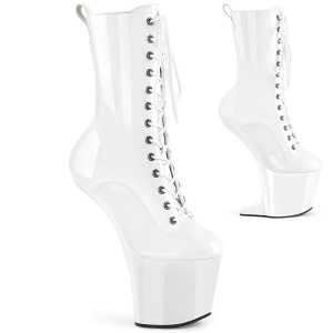 Verni 20 cm CRAZE-1040 Heelless bottines pony talons blanc