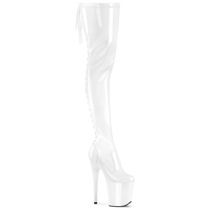 Verni 20 cm FLAMINGO-3850 bottes cuissardes  lacets blanc