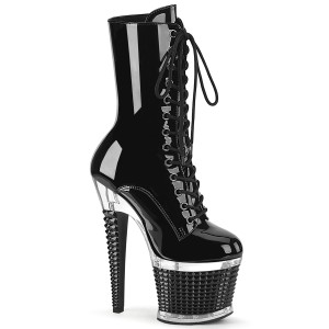 Vernis 18 cm SPECTATOR-1040 bottines plateforme  lacets en noir