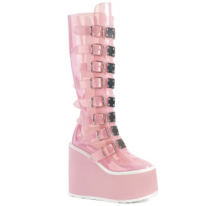Vinyle 14 cm SWING-815C plateforme bottes alternative  boucles rose