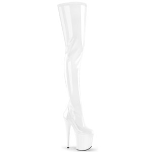 Vinyle crotch 20 cm FLAMINGO-4000 Blanc bottes cuissardes plateforme femme
