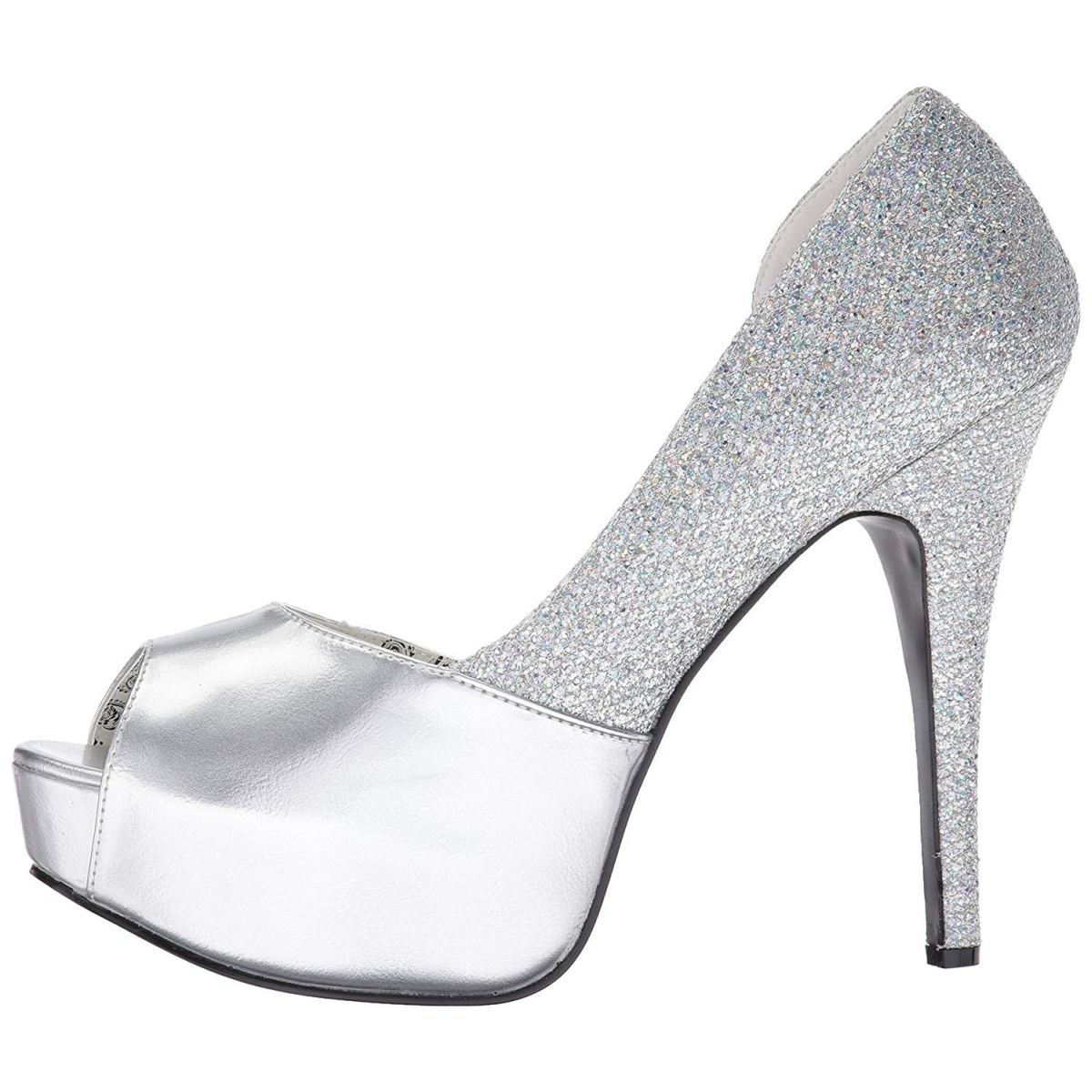 Argent Glitter 14,5 cm Burlesque TEEZE-41W pieds larges ...