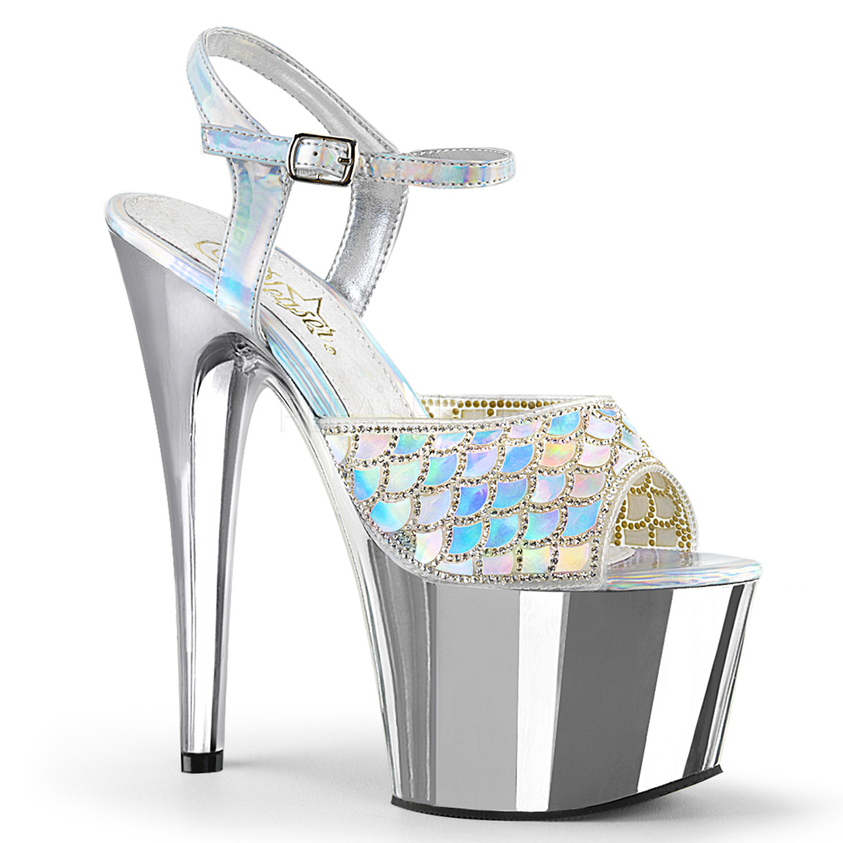 Argent paillettes 18 cm Pleaser ADORE709MMRS Sandales à talons de pole dance