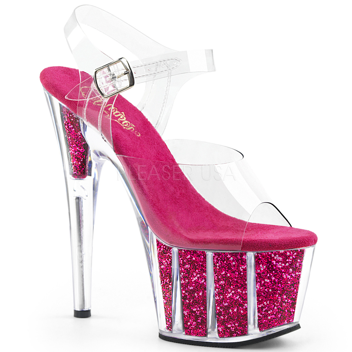 Fuchsia paillettes 18 cm Pleaser ADORE708G chaussure à talons de pole dance