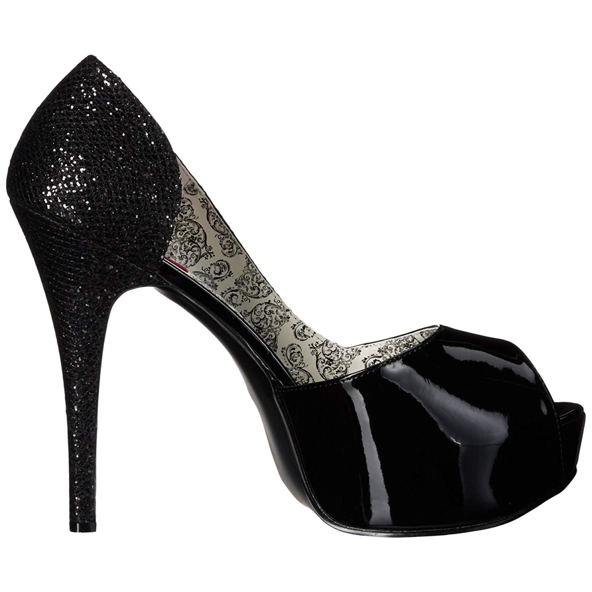 Noir Glitter 14,5 cm Burlesque TEEZE-41W pieds larges ...