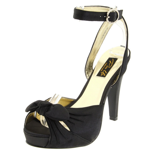Bettie Haut 12 Noir Pinup Satin Couture Cm Talon 04 Plateforme EDI2WH9