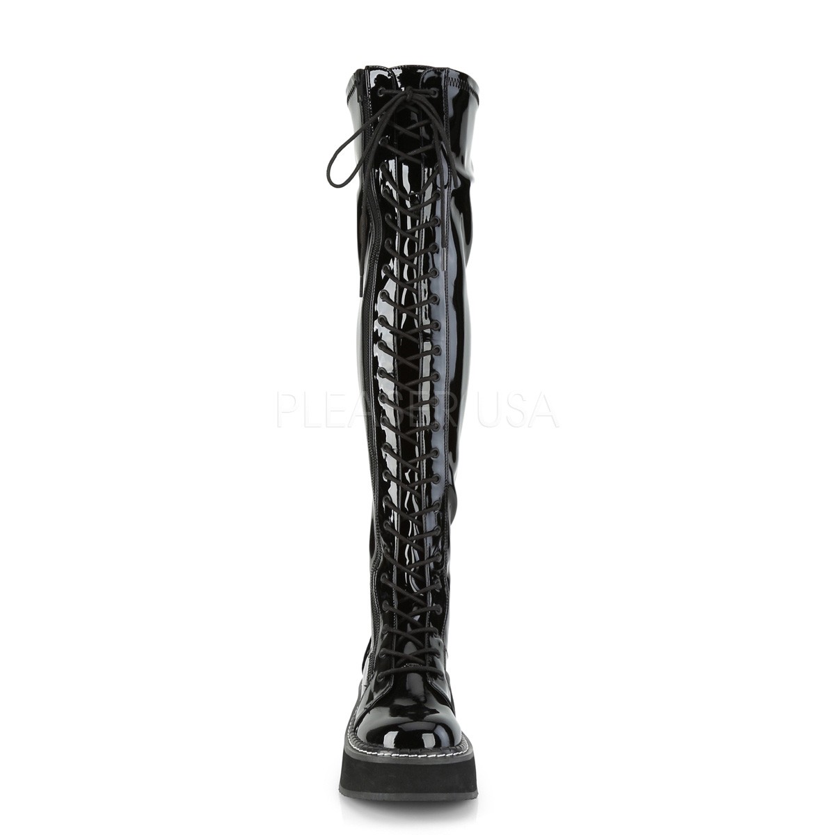 Noir Verni 5 cm EMILY 375 bottes cuissardes a lacets