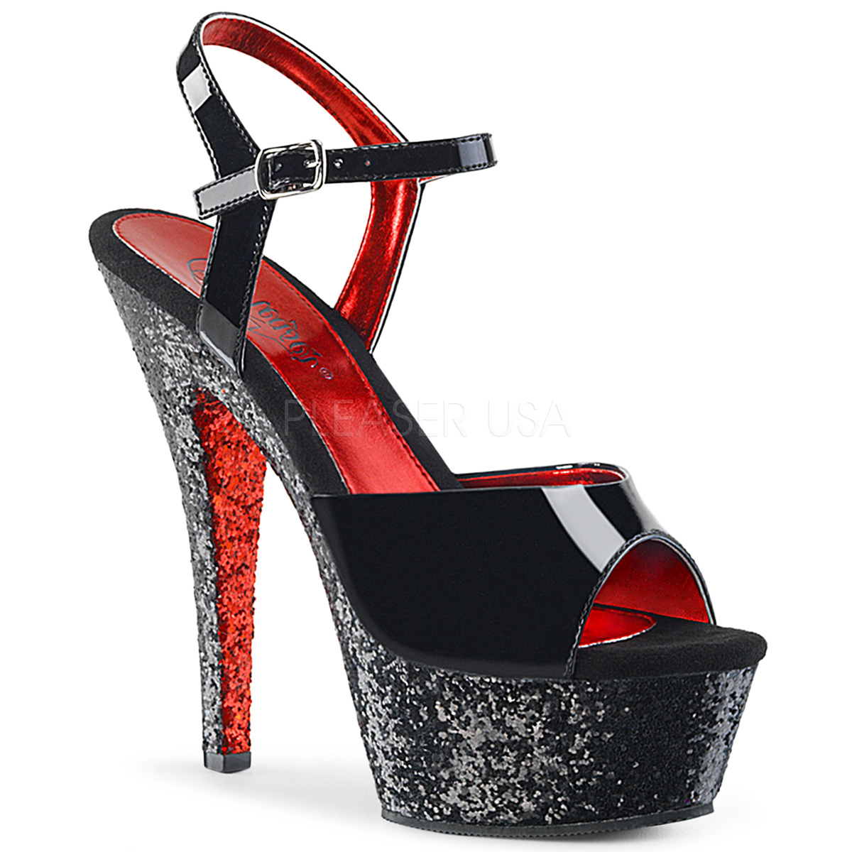 Noir paillettes 15 cm Pleaser KISS209TTG chaussure à talons de pole dance